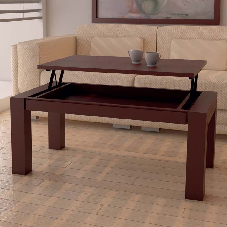 Mesa de centro lucena fija o elevable Mesa centro color cerezo