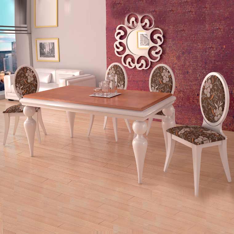 Mesa comedor bola 4 sillas lisboa pata forma Mesas y sillas de comedor color cerezo