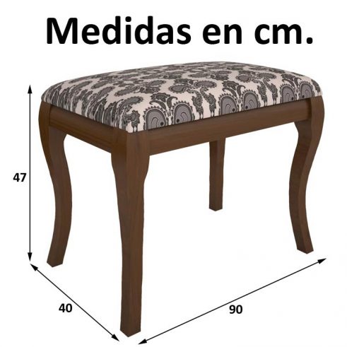 Medidas Banqueta Isabelina de 90 cm.