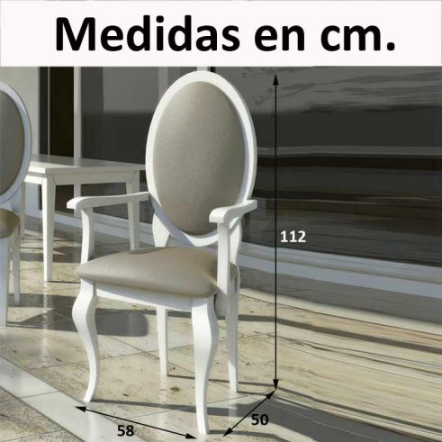 Medidas Sillón Óvalo 2 Pata Isabelina