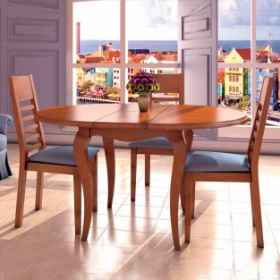 Conjunto de Mesa Comedor Redonda Isabel + 4 Sillas Cádiz