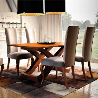 Conjunto de Mesa Comedor Capri y 4 Sillas tapizadas modelo Alaska