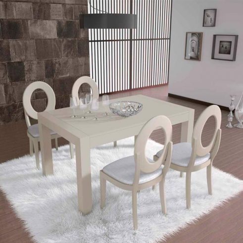 Conjunto de mesa comedor Lucena y sillas Sfera pata aguja