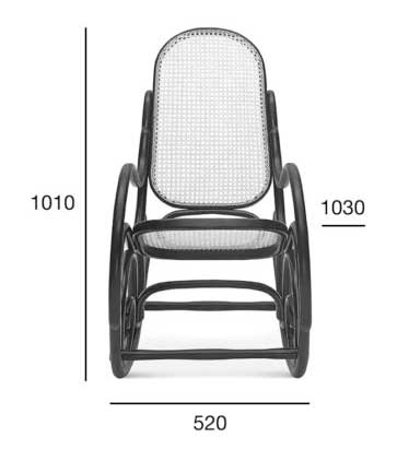 Medidas Mecedora caracolas en haya, asiento y respaldo rejilla. Para hostelería