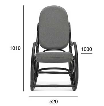 Medidas Mecedora caracolas en haya, asiento y respaldo tapizado. Para hostelería