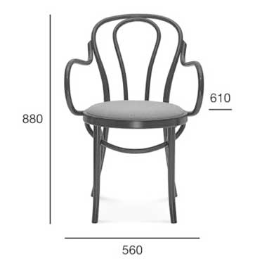 Medidas Sillón madera de haya 18. Para hostelería Medidas Sillón madera de haya 18. Para hostelería