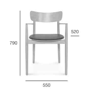 Medidas Sillón madera de haya Nopp. Para hostelería Medidas Sillón madera de haya Nopp. Para hostelería