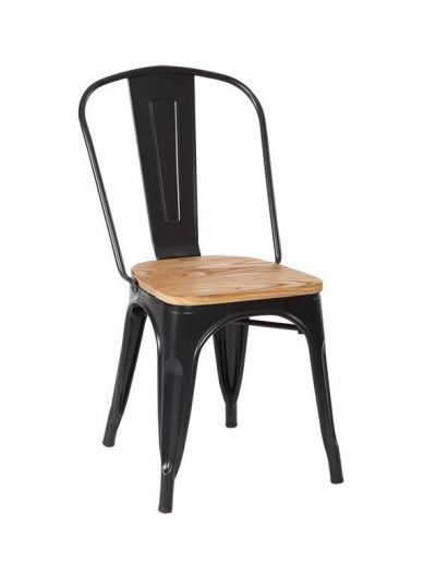 Silla de bar Toledo Metálica Negra Asiento Madera