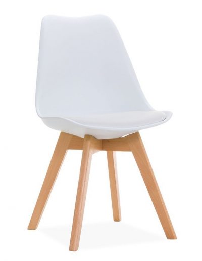 Silla de bar Toe 4P Madera Cojín Blanco