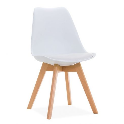 Silla de bar Toe 4P Madera Cojín Blanco