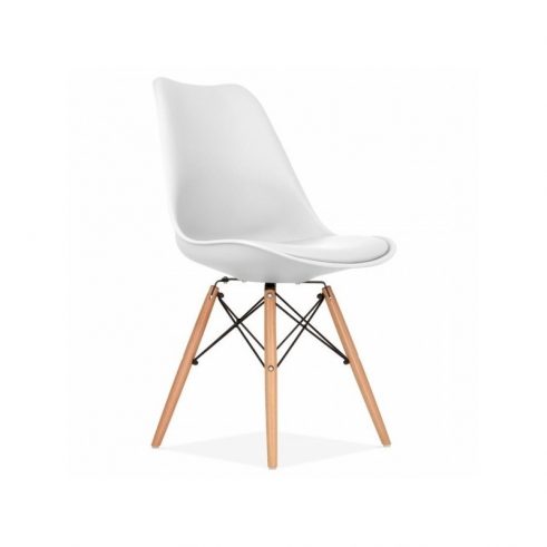 Silla de bar Toe Madera Blanca Cojín Blanco