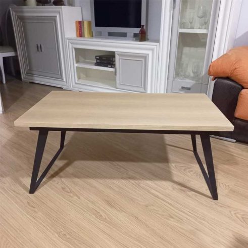 Mesa de Centro Patas Metálicas Tapa Roble-Pino