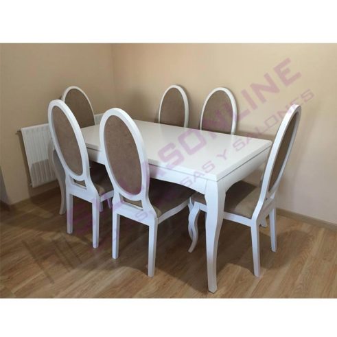 Mesa Comedor Soria Extensible - Sillas Óvalo 2 Pata Isabelina