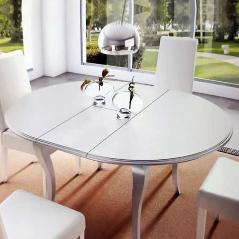 Detalle Mesa Comedor Redonda Isabelina Extensible